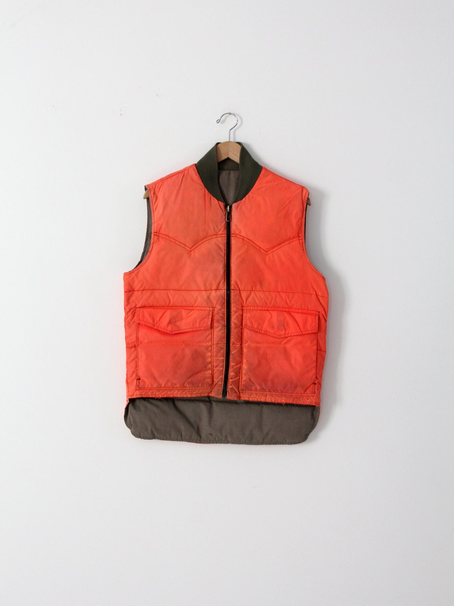 vintage hunting vest orange nylon puff vest