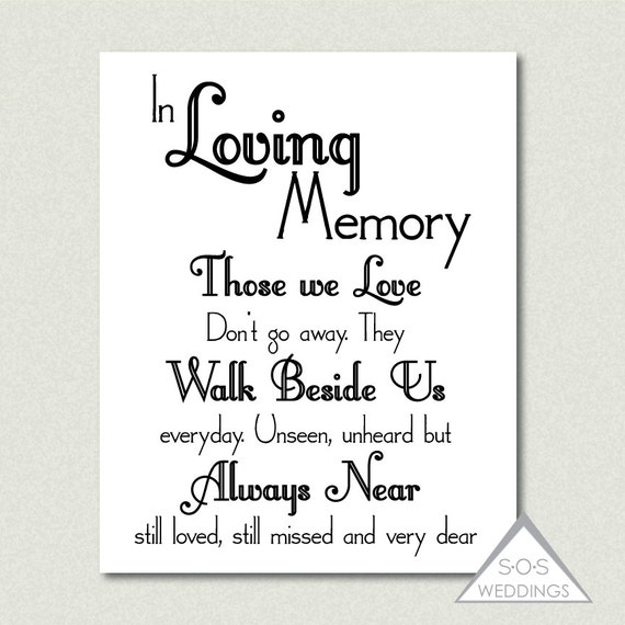 In Loving Memory Wedding Sign Printable PDF by SOSWeddings