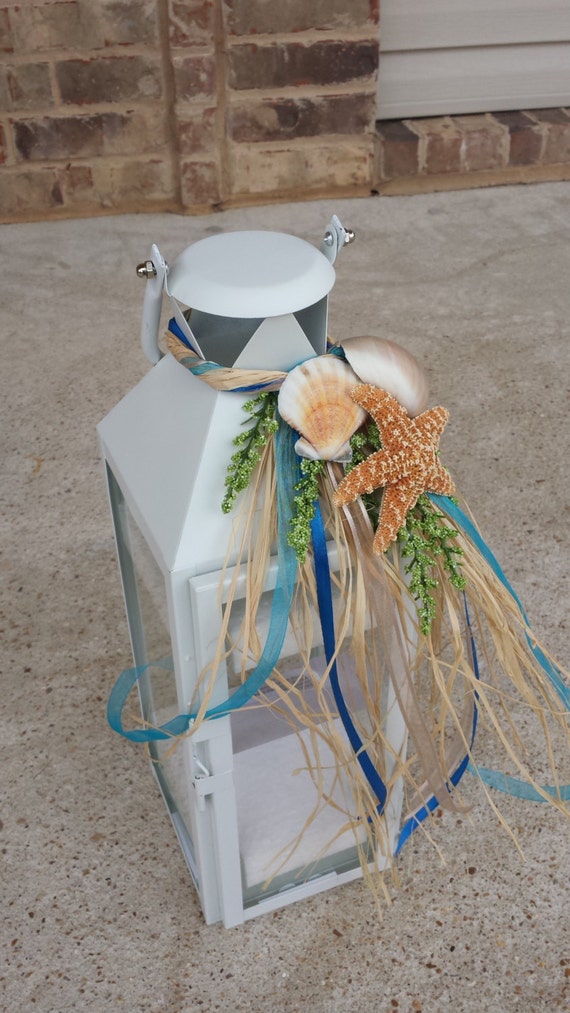 Items similar to White Beach Themed Candle LanternBeach Themed Wedding