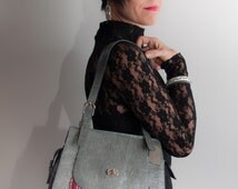 convertible en sac Ã  dos en cuir Motif Argent et corail. Fait main au ...