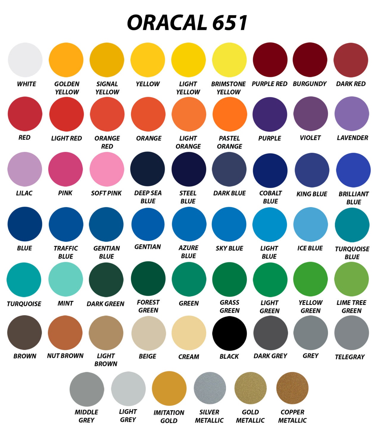 Oracal 651 Color Chart Pdf