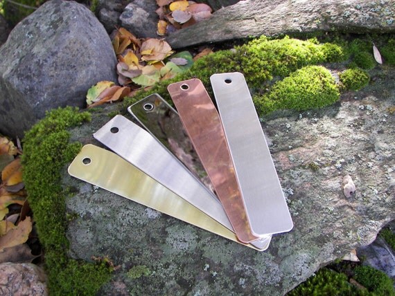 Bookmarks (50) Copper, Brass, Stainless Steel (#4 or #8) or Aluminum- 1.25" x 6.25" READY TO STAMP, Stamping Blank, Book Marker, Tag