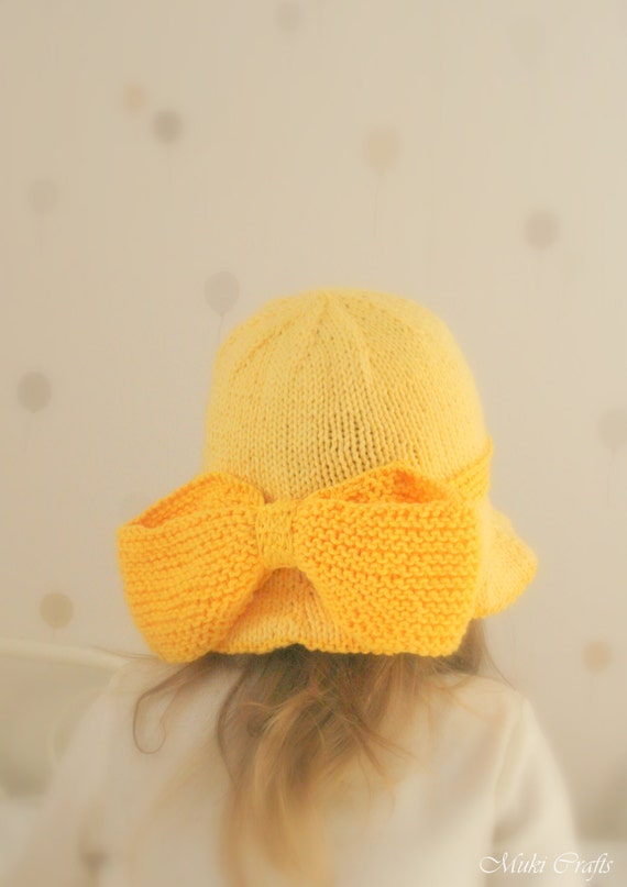 KNITTING PATTERN sun brim hat Solei with a bow baby by MukiCrafts