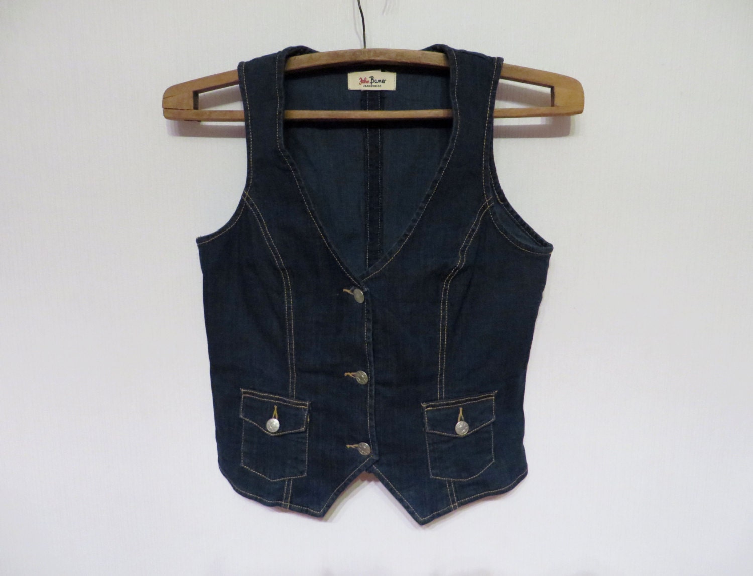 Blue Denim Vest Women Romantic Country Western by ThousandVests