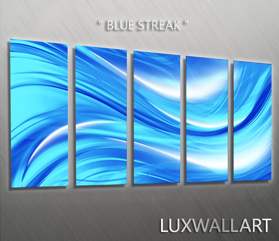 Abstract Metal Wall Art Home Decor Sculpture Blue by LuxWallArt