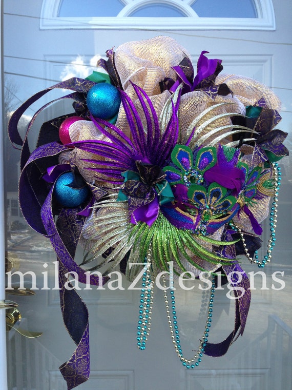 mardi gras deco mesh wreath