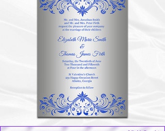 Blue wedding invitations templates