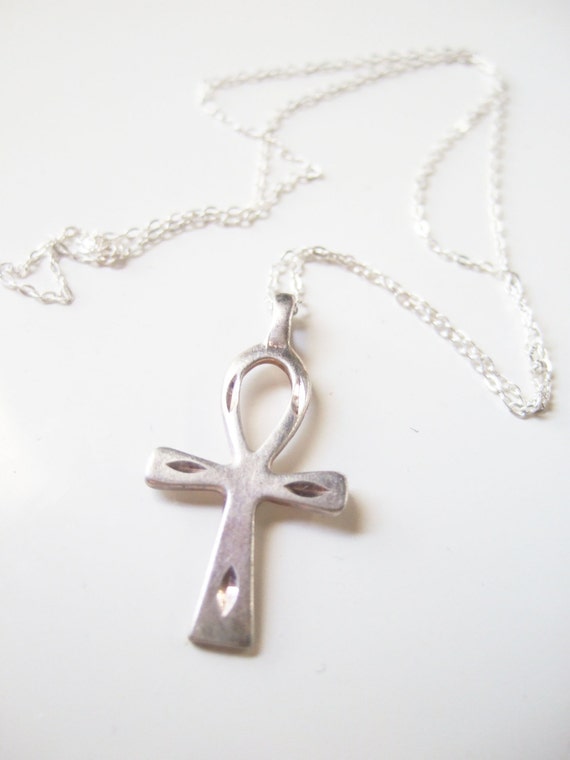 Sterling Silver Ankh Necklace & Chain Small by HookingYouUpbyBerry