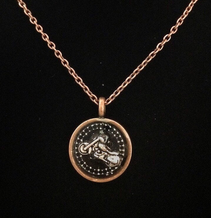 Motorcycle necklace / biker jewelry / copper by DefiantJewelry