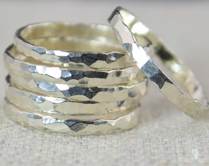 Thick Silver Stackable Ring(s), Pure Silver, Simple Silver Ring, Stacking Rings, Hammered Silver Ring, Plain Silver Band, Silver