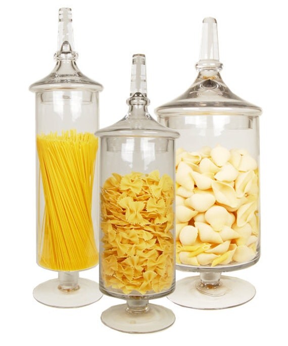 Apothecary Jar Glass Candy Buffet Jar Set of 3 pcs Straight