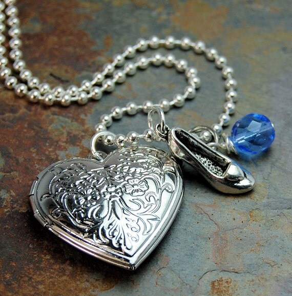Disney inspired Cinderella Locket Silver Necklace for girls or