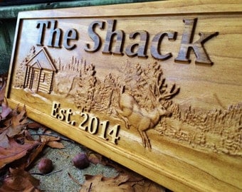 Personalized Cabin Sign Custom Wood Sign Rustic Cabin Decor Personalized Man Cave Sign Established Camper Sign Lake House Décor Deer Plaque