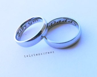 COUPLES CUSTOM BDSM Hidden Message Couples RIngs Personalize ur own ...