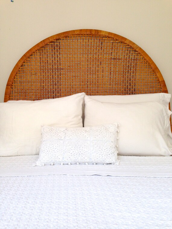 1970's Vintage Wicker Cane Headboard by