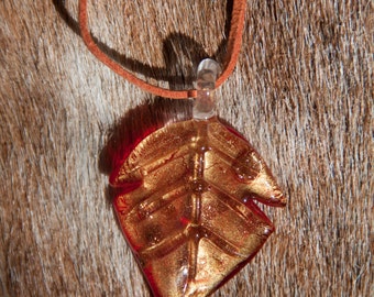 Autumn Glass Leaf Pendant Necklace