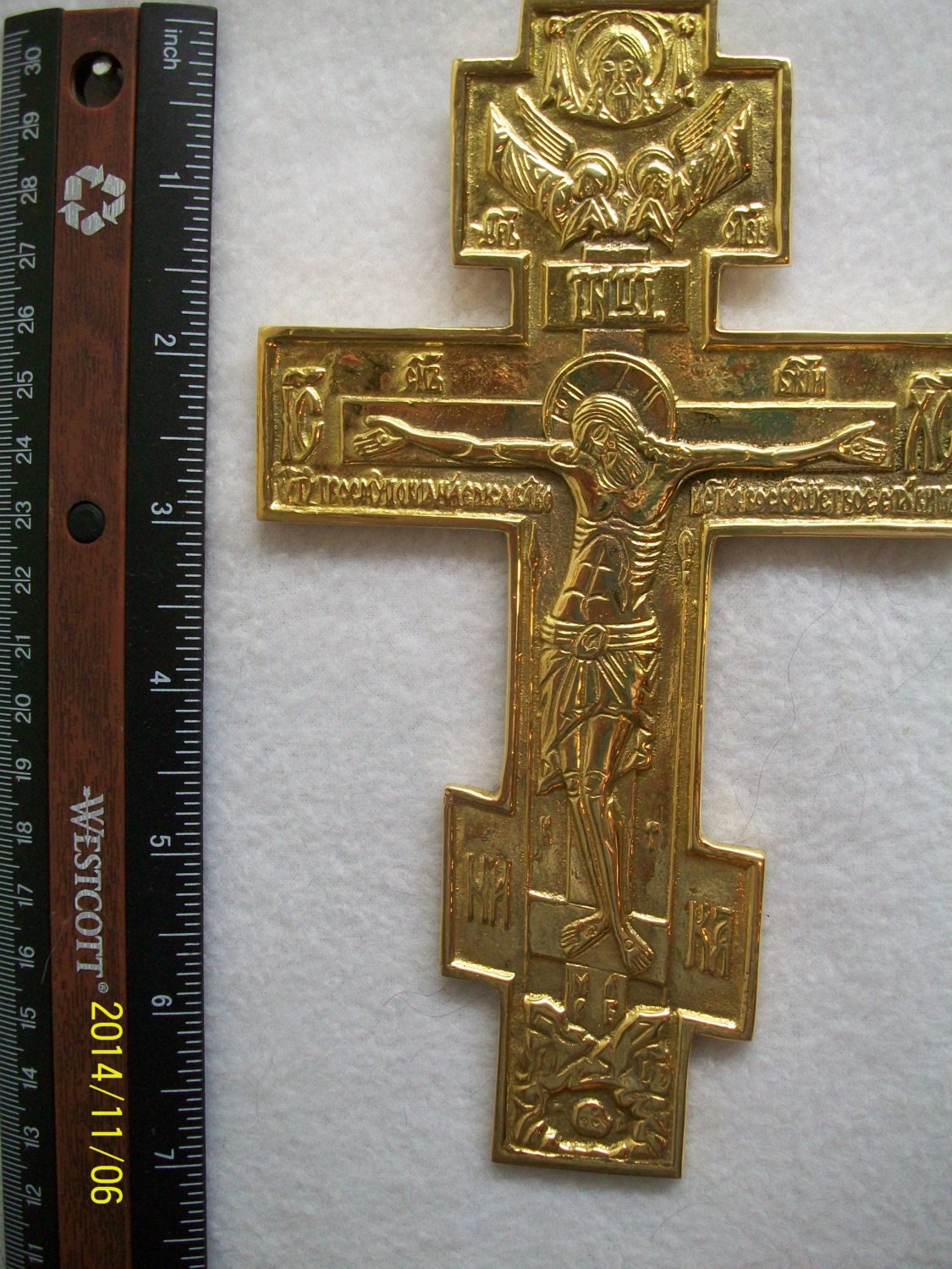 Orthodox Christian Byzantine Brass Wall Cross by mitzisattic