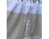 Sheer Linen Kitchen Cafe Curtains Embroidered by HatchedinFrance