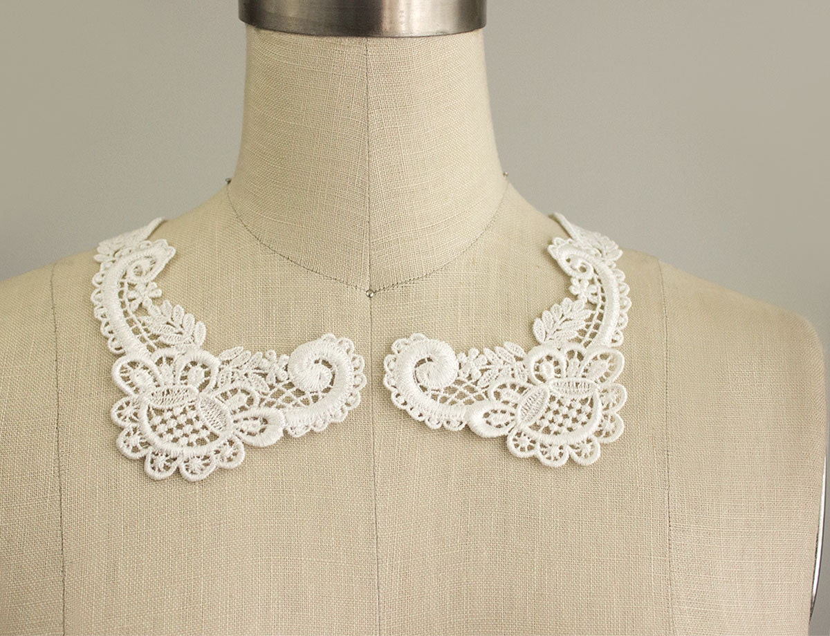 Ivory White Venise Floral Peter Pan Lace Collar / Neckline steampunk buy now online