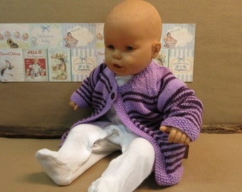 Knitted Baby Jumper, Purple Toddler Sweater, Childrens Wool Cardigan, Handmade Baby Clothes, Australia OOAK