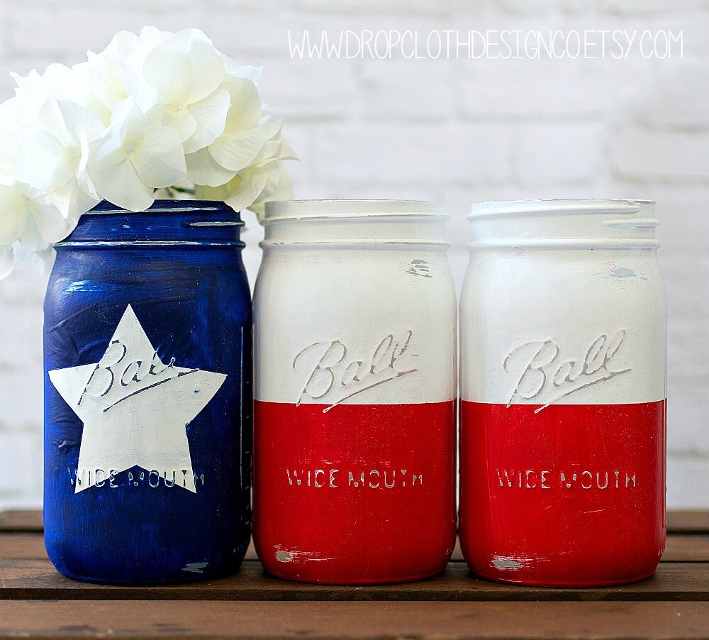 Texas Flag Mason Jar Set Red White Blue Texas Flag Quart Texas Flag Mason Jar Set Red White Blue Texas Flag Quart