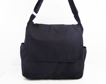 Women bag Cotton bag Canvas Bag Diaper bag Shoulder bag Hobo bag Tote bag Messenger bag Purse Handbags Everyday bag Black Laura