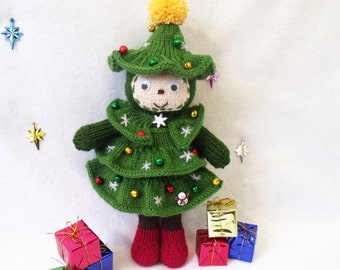 Christmas tree doll. Toy knitting pattern. Christmas decoration. PDF instant download knitting pattern.