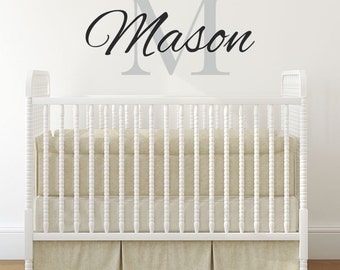 Boys Name Wall Decal - Nursery Baby Boys Vinyl Wall Art - Childrens Wall Decals - Personalized Wall Monogram Wall Decal
