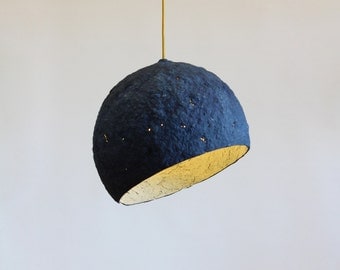 Paper mache lamp Pluto, lamp, pendant light, hanging lamp, pendant lamp, paper lamp, industrial lamp, paper pulp lamp, eco friendly, blue
