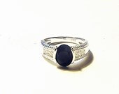 925 Sterling Silver Black Onyx & White Topaz Ring Sterling Silver Faceted Onyx Ring Onyx Jewelry Gemstone Ring 10th Anniversary Stone Ring