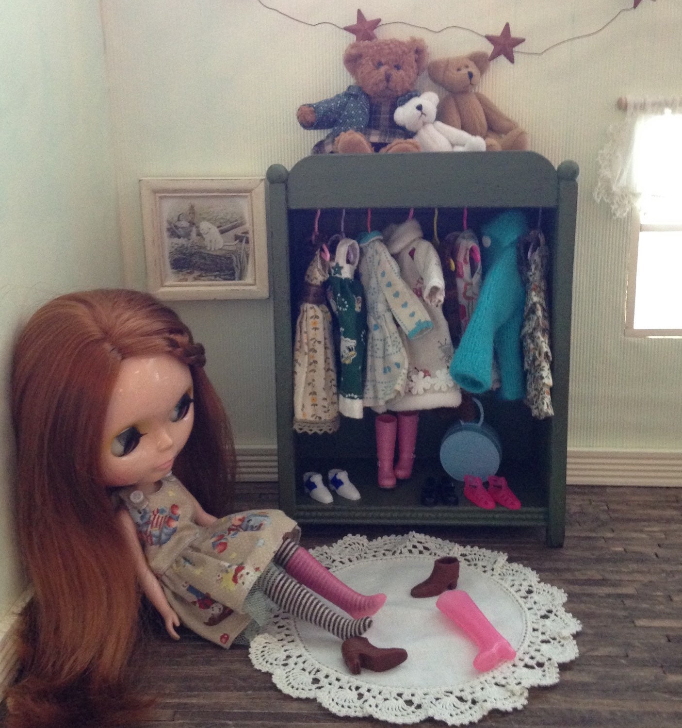 doll closet with hangers