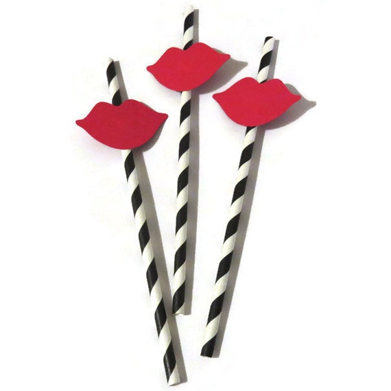 Lip Party Straws red lips Bachelorette Party Smooches