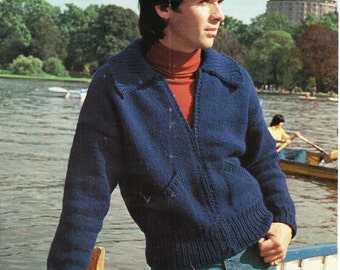 PDF Mens Sweater Pattern / Patchwork Sweater / Bulky Knit Sweater / Vint...