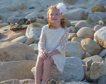 Autumn - Cream/Ivory Lace Flower Girl Dress, Girl dress for infants, toddlers and girls sizes, 1T,2T,3T,4T,5T,6,7/8,9/10,11/12,13/14