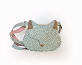 Cat purse fox purse fabric cross body handbag cat small messenger minty gold fairy kei bag