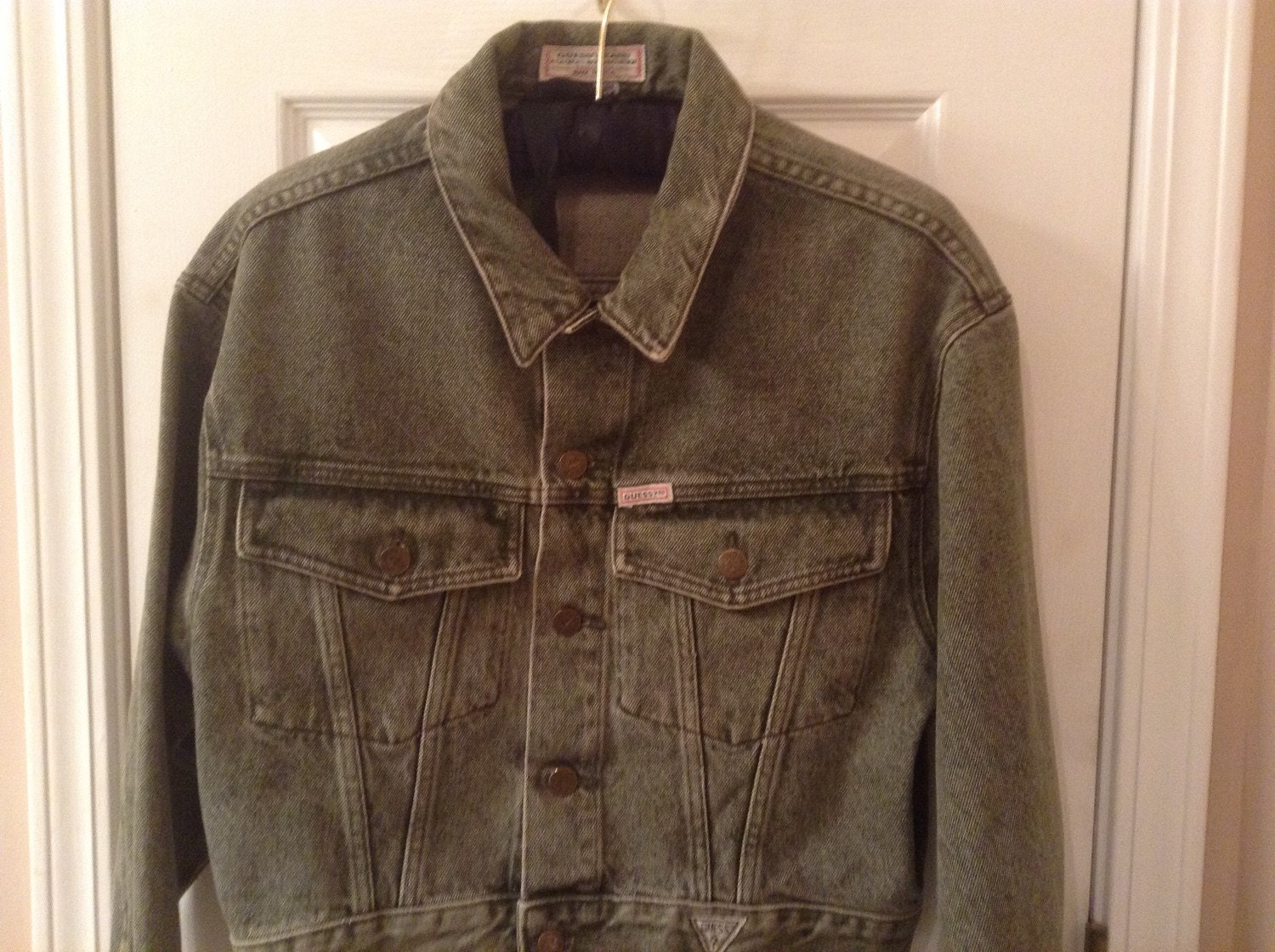 Guess Womens Jean Jacket Grey Green Size by Cheapvintagefashion