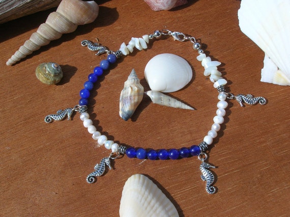 Blue Aventurine Fresh Water Pearl Sea Shell by WholisticBlessings