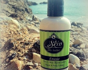 Vegan Body Lotion // FREESIA // Thick like body butter // Available in an 2 oz bottle or jar // non-greasy // cruelty-free