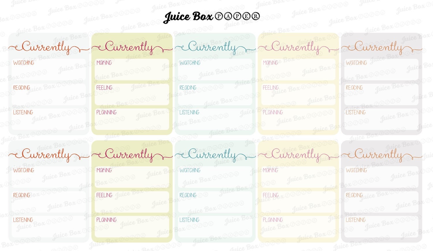 set of 10 currently journaling stickers for by juiceboxpaperco