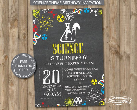 Instant Download-Science Theme Invitation by AllAboutPartyPrints
