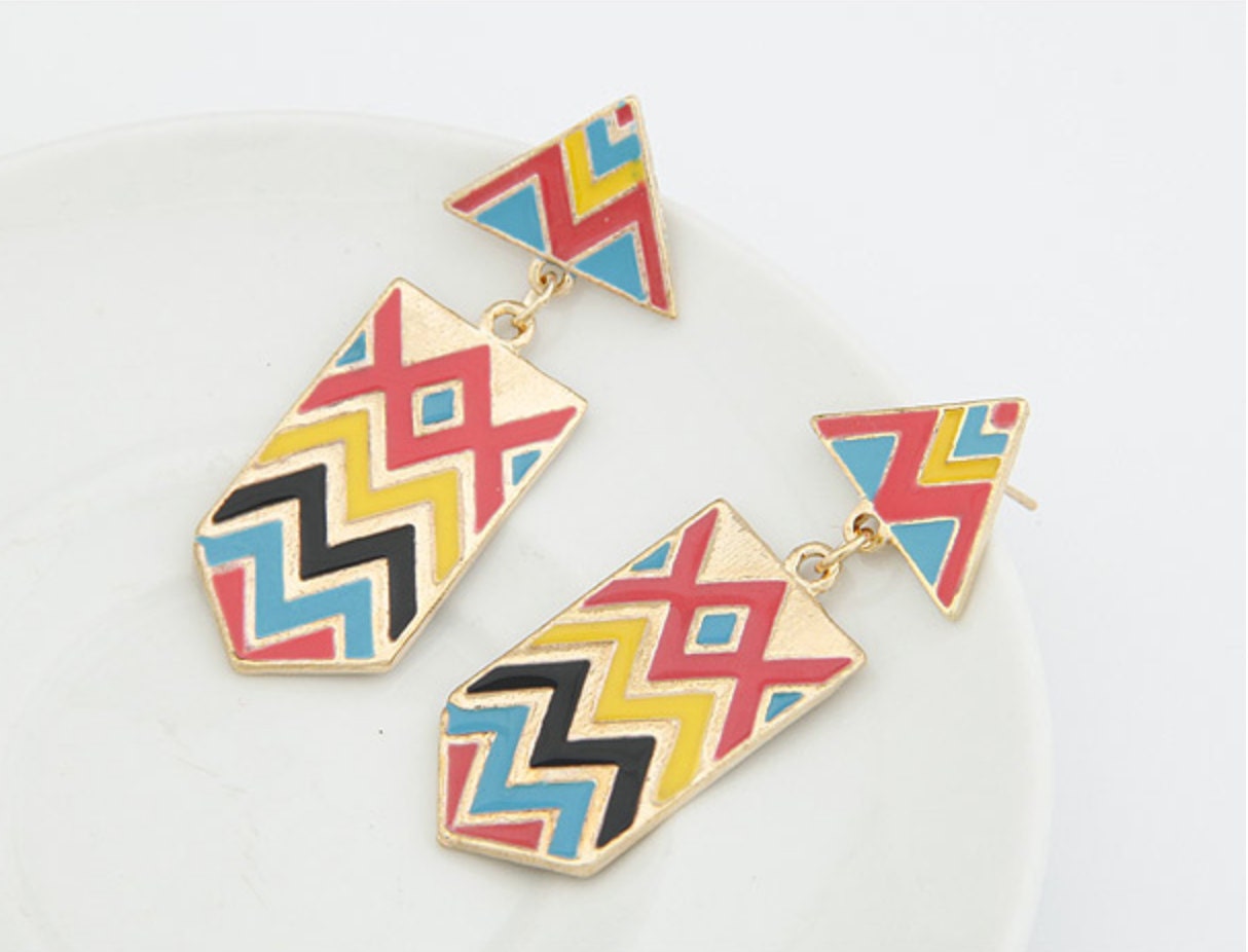 geometric shape earring colored earring triangle by Smileslily