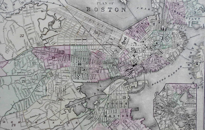 1883 Boston Massachusetts Map/Plan. Charles River by DiscoverMaps