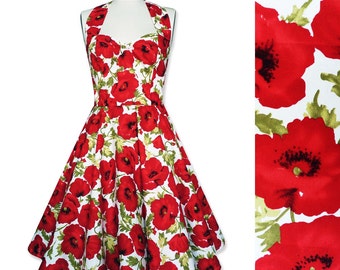 Pin Up Dress Summer Dress Floral Dress Red Poppy Dress Flower Dress Sun Dress Holiday Dress Retro Swing Dress Bridesmaid Dress Party Dress