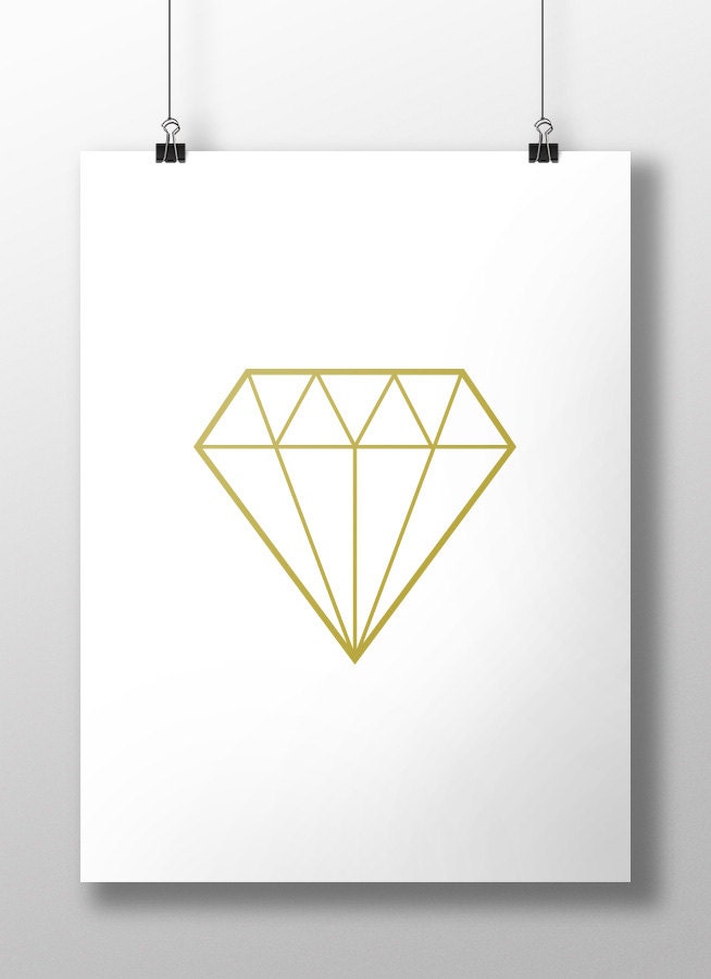Gold Diamond Print Gold Wall Art Diamond Print Gold Print