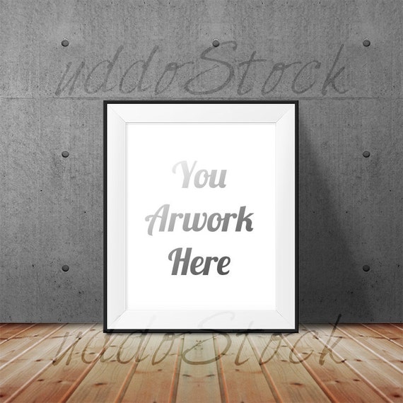 Download Black Frame on Wood Floor Mockup for Wall Art Display