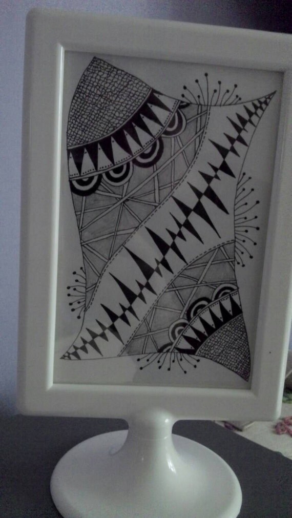 Framed zentangle by sarahsrainbowcrafts on Etsy