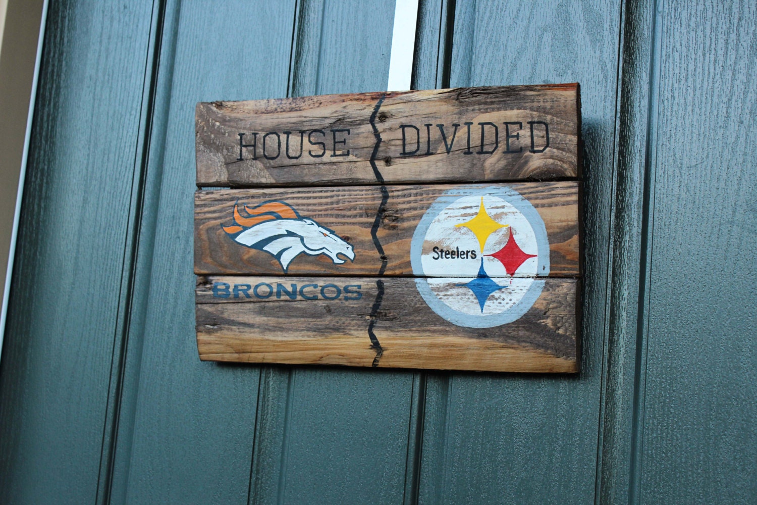 Rustic House Divided hand painted Reclaimed Pallet Wood sign