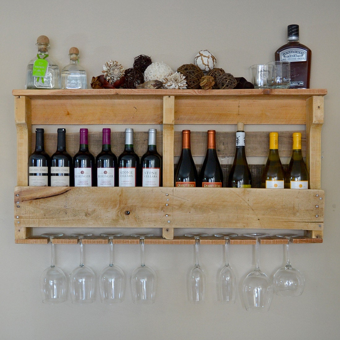 Large Pallet Wine Rack Natural Finish By Vinogrotto On Etsy