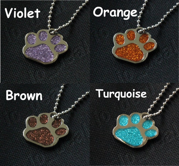 Glitter Paw Bling Pet ID Tag Custom Engraved by IOTag on Etsy