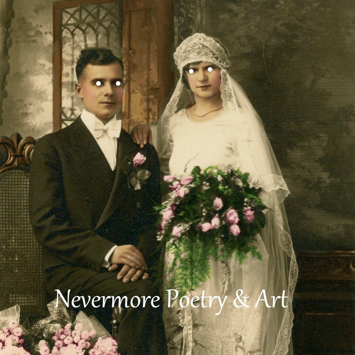 Demon Couple Wedding Altered Art Victorian by nevermorealteredart